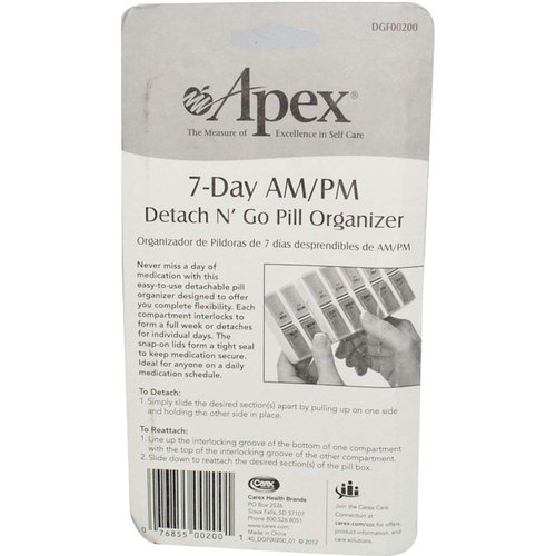 Apex 7-Day AM/PM Detach N' Go Pill Organizer, Purple & Green, 1 ea