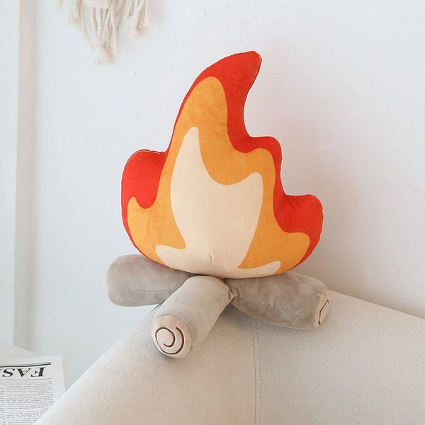 11.8in Funny Campfire Plush Pillow, Fake Campfire Pillow, Simulation Bonfire Plush Toy, Fake Fire Soft Stuffed Weird Room Decor, Kids Camping Decor Gift