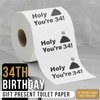 34th Birthday Decorations Toilet Paper for Men & Women - Funny Design Novelty Great Hilarious Gag Gift – Eco-Friendly, Ultra Soft & Comfortable – Perfect for Birthday Christmas & Party Supplies