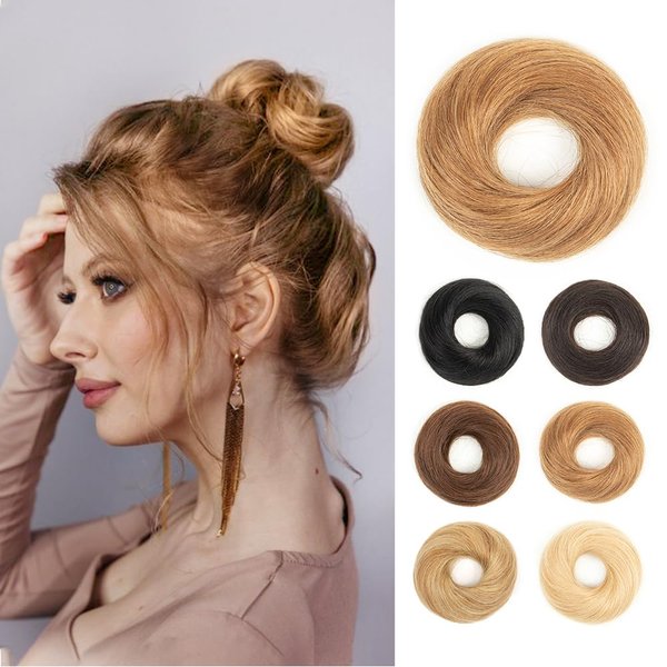 VADES 100% Human Hair Originals Messy Bun Hair Piece Real Human Hair Tight Extensions Accessories Natural Scrunchies Tousled Updo Chignon Hairpieces for Women Girls Lady #27