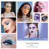 2Pcs Blue Face Body Glitter Gel Chunky Glitter,Glue Free Long Lasting,Cosmetic Face Glitter for Hair Face Nail,Temporary Tattoo for Party Concert Festival,Mermaid Holographic Sequins Body Glitter