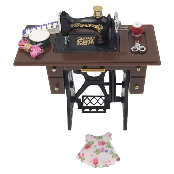 Unbranded Dollhouse Old Fashion Sewing Machine 1:12 Scale Black Color