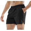 MIER Men's Workout Running Shorts Quick Dry Active 5 Inches Shorts with Pockets, Lightweight and Breathable, Black, L