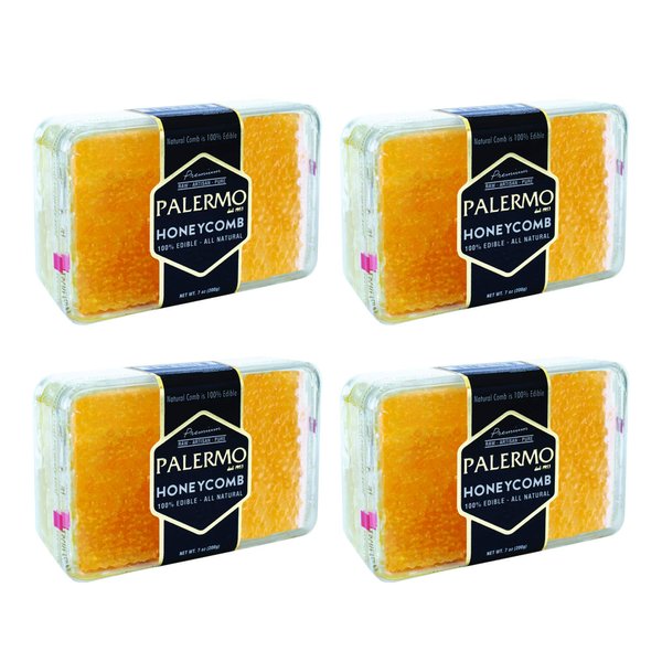 Papa Palermo Honeycomb 100% Edible, All-Natural, Gourmet Raw Honeycomb, No Additives, No Preservatives - 4-Pack x 7 oz (Total 28oz)