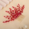 Rumtock Red Crystal Beads Rhinestones Hair Comb Red Rhinestones Hair Accessories for Wedding Brides Women Girls Dancing Ball Jewelry