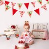 Strawberry 1st Birthday Pennant Banner Flag Berry Pattern Red Triangle Fabric Burlap Bunting Garland with Felt 1 Sign for Berry First Girls Strawberry Sweet One Birthday Party Decorations Supplies
