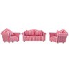 Fateanuki 1 12 Scale Doll House Furnitures 3pc Sofa Miniature Dollhouse Toy Parlor Bedroom Decoration Accessories（Red-White Stripes）