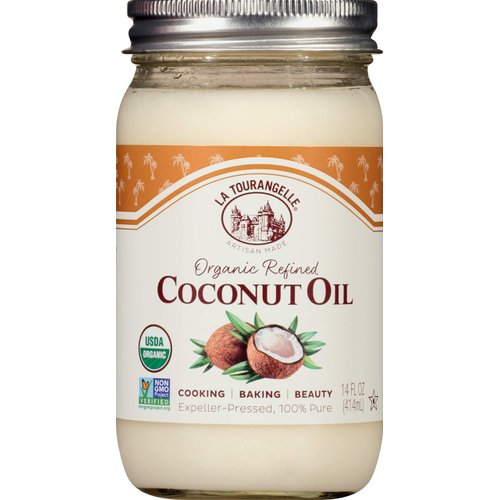 La Tourangelle, Organic Refined Coconut Oil, Great for Cooking, Baking, Hair, and Skin Care, 14 fl oz