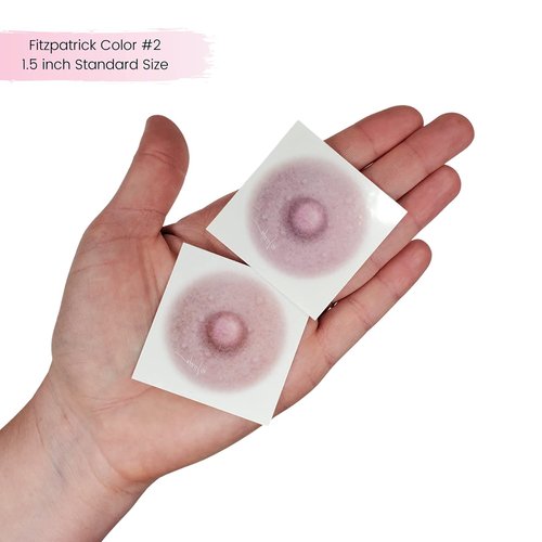 Breast Cancer Temporary Tattoos for Women - 1 Pair, Areola Temporary Tattoo, Post Mastectomy Temporary Tattoo, Post Surgery Nipple Solution, Fitzpatrick Scale Color #2 (1.5 inch) Standard Size