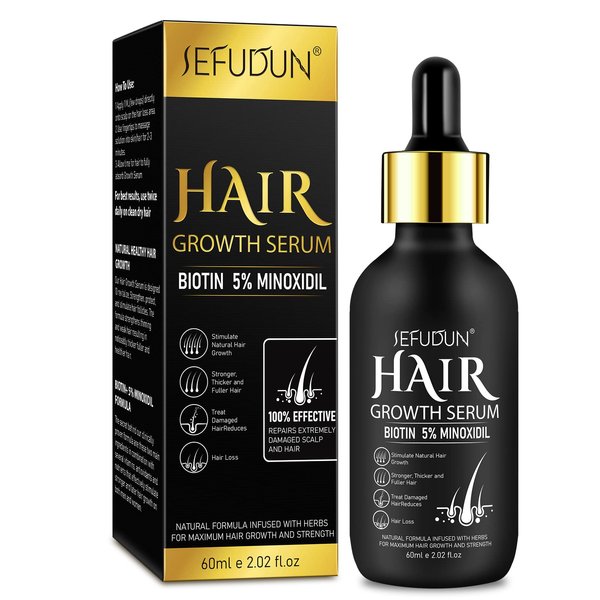 HELTURE 5% Minoxidil Hair Growth Oil for Men and Women, Biotin Beard Growth Unscented Hair Regrowth Treatment for Scalp Hair Loss, Thinning, and Healthier Hair 2.02 oz