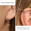 Small Gold Hoop Earrings for Women 14K Gold Plated Hoops Tiny Hypoallergenic Cubic Zirconia Cartilage Gold Huggie Hoop Earrings for Teen Girls (Green)