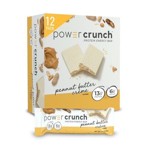 Power Crunch Protein Wafer Bars, High Protein Snacks with Delicious Taste, Peanut Butter Crème, 1.4 Ounce (12 Count)