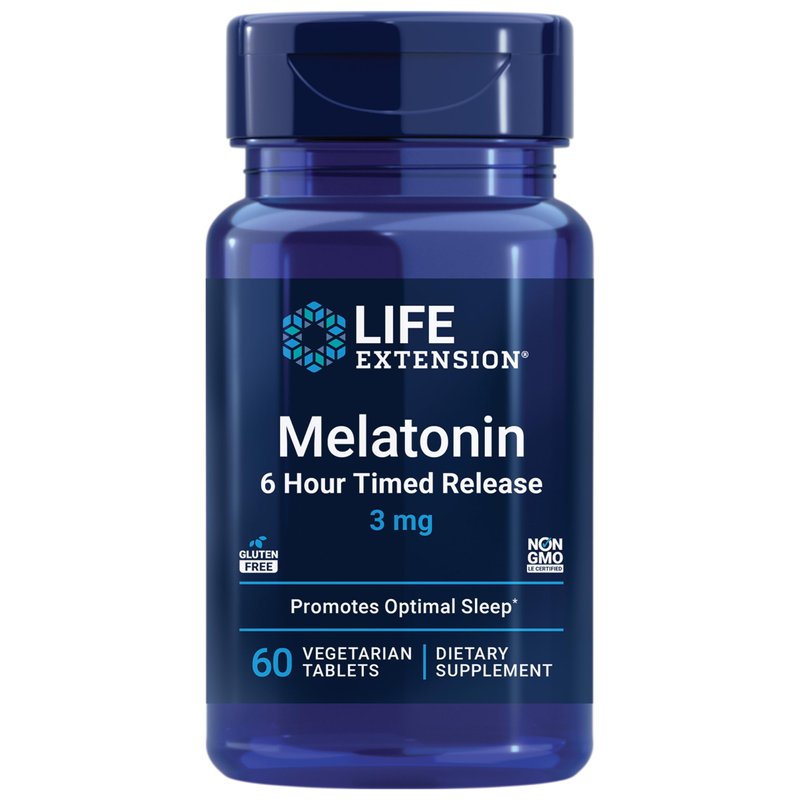 Life Extension Melatonin 6 Hour Timed Release 3 mg - For Circadian ...