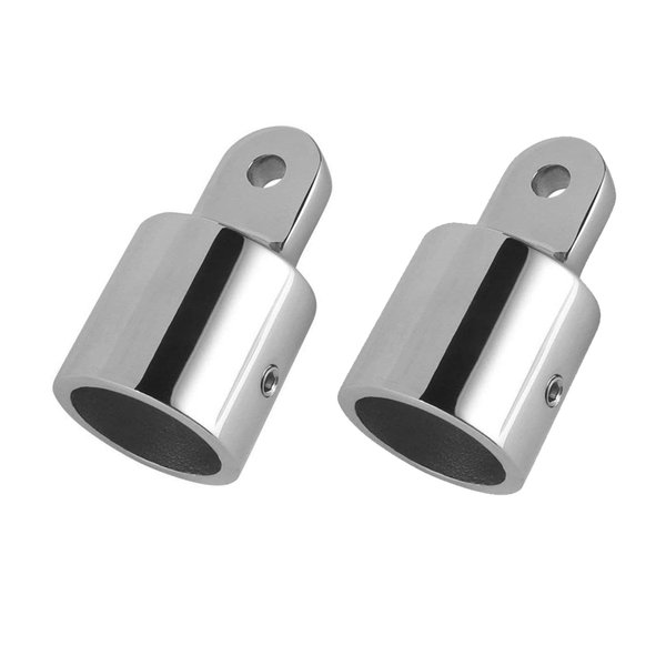 Acelane 2 PCS Bimini Top Cap External Eye End Boat Fittings Stainless Steel Marine Hardware, Fits 7/8 inches OD Round Tubing (Upgraded Silver)