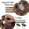 SEGO Hair Toppers for Women No Bangs 130% Density 10 * 12CM Silk Base 100% Remy/Real Human Hair Clip in Top Wiglet Hair Pieces for Thinning Hair-6 Inch Medium Brown&Dark Blonde