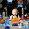 SUNBEAUTY 12 PCS Solar System Theme Honeycomb Centerpieces for Table Topper Outer Space Party Supplies Space Themed Party Decorations Space Birthday Decorations Galaxy Party Decorations