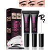 Peel Off Tattoo Eyebrow Gel-2Pcs Brown Tattoo Peel Off Eyebrow Gel Tinted, Long Lasting Waterproof Transfer-proof Tattoo Brow Peel Off Tinted Gel Brow Last Up to 3 Days, with Brow Stencil & Brush-02#