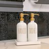 Prus Waso Glass and Stainless Steel Soap Dispenser Set for Kitchen Counters (White)