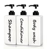 Shampoo and Conditioner Dispenser (Set of 3, 21oz) Modern Refillable Shampoo Pump Bottles for Shower Soap - Empty Body Wash Dispenser Set for Bathroom