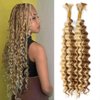 DSEKCAIN P27/613 Human Braiding Hair Deep Wave Bulk Human Hair For Braiding Crochet Bohemian/Boho Knotless Braids Micro Braiding Hair Wet And Wavy 100gram (2 of 50g) Highlight Blonde Color 18 Inch