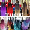 TENGSHUO FLY Ombre Braiding Hair Extensions for Women 3 Packs/24 Inch Braiding Hair Fiber Crochet Hair for Box Braids Senegal Twist Hair Extensions(24" (Pack of 3),red)