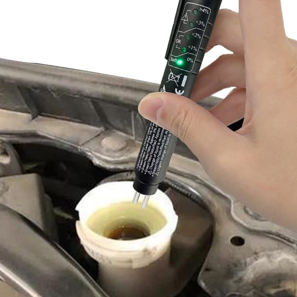 Brake Fluid Tester Pen, Hydraulic Fluid Liquid Oil Moisture Analyzer, Brake Fluid Tester with 5 LED Indicators, Brake Fluid Liquid Tester Pen for DOT3 DOT4 Brake Fluid