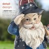Alpine Corporation 12" Tall Outdoor Patriotic Garden Gnome Saluting Yard Statue Decoration