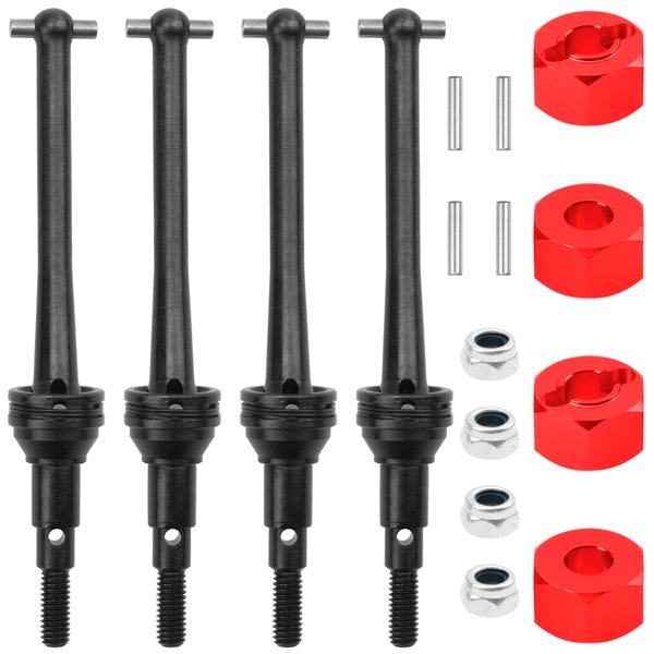 ShareGoo Steel CVD Drive Shaft Dogbone w/Hex Wheel Hubs Hex Adapter Compatible with MJX Hyper Go H14BM 14210 14209 1/14 RC Car (Black)