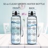 Three Drops of Life Time Marked Water Bottle, Clear Sports Timed Water Bottle 32 oz, Best for Measuring Water Intake, Tritan BPA-Free One Liter Water Bottle Tracker