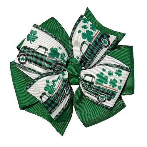 St. Patrick's Day Truck Pinwheel Hair Bow