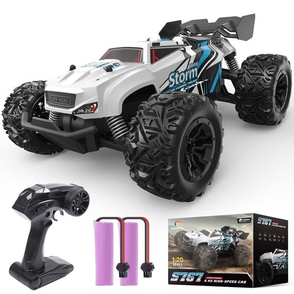 DEERC RC Car, Remote Control Car W/ 2 Batteries for 40 Min Play, All-Terrain Monster Truck 2.4GHz Rock Crawler Toy Gift for Boys Girls Kids Beginners
