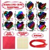 PARTYWIND Valentines Crafts for Kids, 30 Pack Scratch Art Paper Crafts for Kids School Classroom Exchange, Valentine's Day Cards with Envelopes, Valentines Party Decorations Supplies Favors