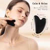 Obsidian Gua Sha Facial Tools Set of 4 - Natural Jade Gua Sha Face Sculpting Tools, Face Roller & Gua Sha Tool for Face, Double Chin Jawline Fascia Cellulite Remover & Point Treatment