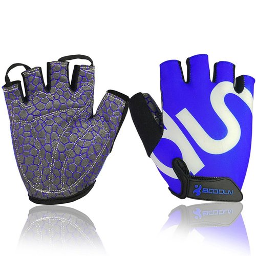 BOODUN Unisex Cycling Gloves, Blue/White, Medium