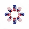 MISUD 4th of July Press on Nails Short Square Fake Nails Glossy Glue on Nails American Flag Acrylic Nails Squoval Star Artificial Nails Red Blue French Tip False Nails with Bling Glitter Design 24 pcs