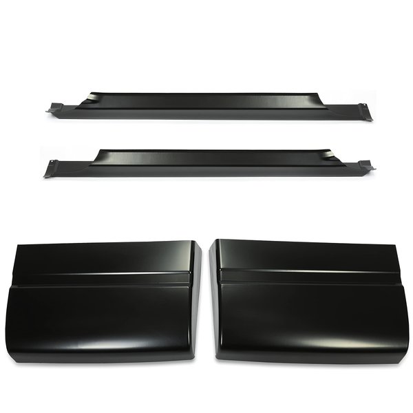 Outer Rocker Panel&Cab Corners Pair Kit Compatible with 1988-1998 Chevy Chevrolet/GMC C/K 1500 2 Door Extended Cab Electrophoresis Steel Set of 4 (Deliver in two packages)