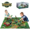 TEMI Dinosaur Toys for Kids 3-5, Realistic Jurassic Dinosaurs Figures with Play Mat & Trees to Create a Dino World Includes T-rex, Triceratops, Velociraptor, Gift for Toddler Boys and Girls 3 4 5 6 7
