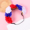 Jacnkb 4th of July Flower Headband Red White Blue Headband Patriotic Floral Crown American Rose Stretch Headband Independence Day Party Favors for Women Girls Dress Up Accessories