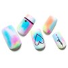GLAMERMAID Press on Nails Medium Square, Colorful Tie Dye Glue on Gel Nails with Heart Design, 24Pcs Short Square Reusable UV Finish Fake Nails Acrylic False Nails Manicure Kits for Women Gifts