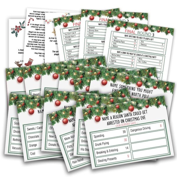 Christmas Friendly Feud Quiz, Baby Shower Game Night, Christmas Party Game, Family Activity, Feud Trivia Quiz, Holiday Games for Adults Kids Coworkers Groups Christmas Party Supplies-005
