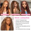 aliluner 28 inch Highlight Lace Front Wigs Human Hair 200% Density Deep Wave Ombre Honey Blonde 4/27 13x6 HD Transparent Lace Front Wigs Human Hair For Women Curly Lace Frontal Wigs