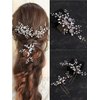 SELFCLOUD Brides Rhinestone Flowers Hair Comb Crystals Hair Pins Bridal Wedding Hair Accessories Hair Piece Jewelry Headpiece for Brides Wedding Women and Girls Proms (3PCS) (GOLD+LIGHT PINK)