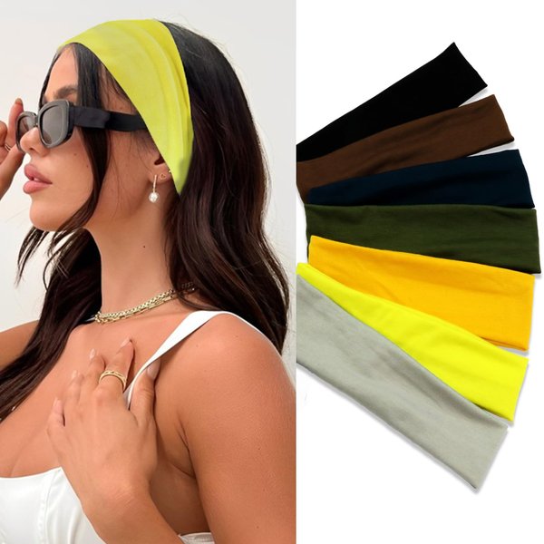 FULZTEY Headbands for Women Fashion Sport Sweatbands Soft Fabric Hairband Non Slip Yoga Running Workout Sweat Headband Neutral Cloth Head Bands for Women's Thick Thin Hair Accessories 7Pcs