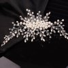 Teyglen Bridal Crystal Hair Comb Crystal Pearl Hair Pieces Bride Wedding Side Hair Comb Handmade Rhinestone Pearl Beads Headpieces Luxurious Hair Accessories for Brides Women Girls (Silver)