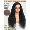 KLAIYI Bye Bye Knots Glueless Wig Pre Cut Water Wave HD Lace Front Wigs Human Hair Pre Bleached Pre Plucked Ready to Go Wigs for Women 30S Easy to Wear Put On and Go Curly Wig Beginner Friendly 20Inch