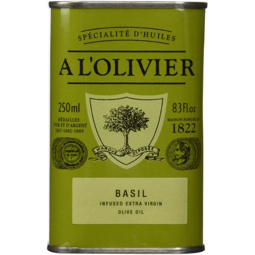 A L'Olivier Olive Oil Infused with Basil, 8.3 Ounce Tin