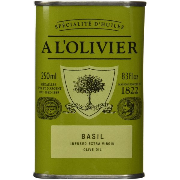 A L'Olivier Olive Oil Infused with Basil, 8.3 Ounce Tin