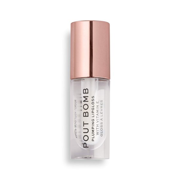Revolution Beauty, Pout Bomb Plumping Lip Gloss, High Shine, Rich Glossy Pigment, Infused with Vitamin E, Glaze Clear, 0.15 Fl. Oz.