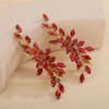 Teyglen Red Rhinestone Bridal Hair Clips Crystal Wedding Hair Barrette for Women Decorative Hair Accessories Jewelry Sparkly Crystal Hair Piece (Red)