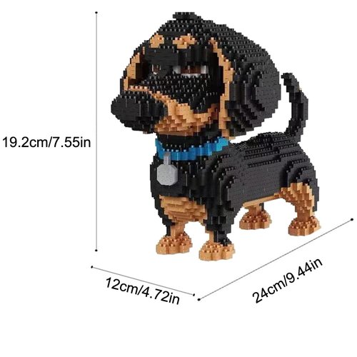ISeeSee Mini Dog Building Blocks Pet Building Toy Bricks Micro Mini Blocks 3D Puzzle Building Blocks Set Toys Gifts for Kids or Adult (Black Dog 2100PCS)